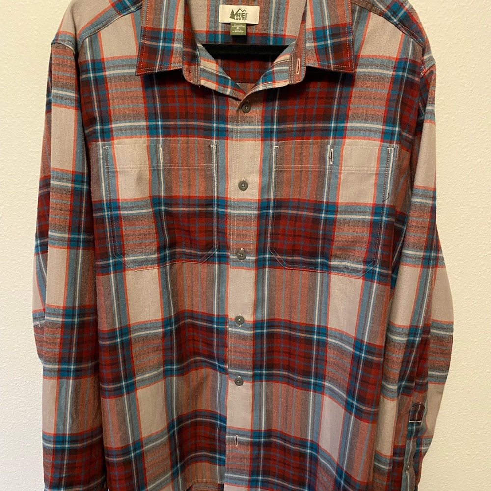 Men's Plaid Shirt - Red and Blue